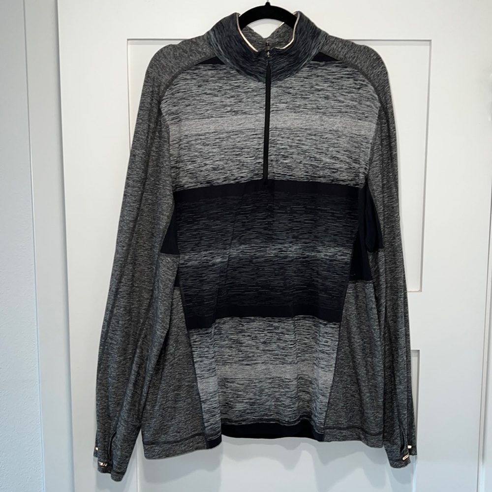 Lululemon Midweight Half-zip sweater, XL, black & gray combo.
